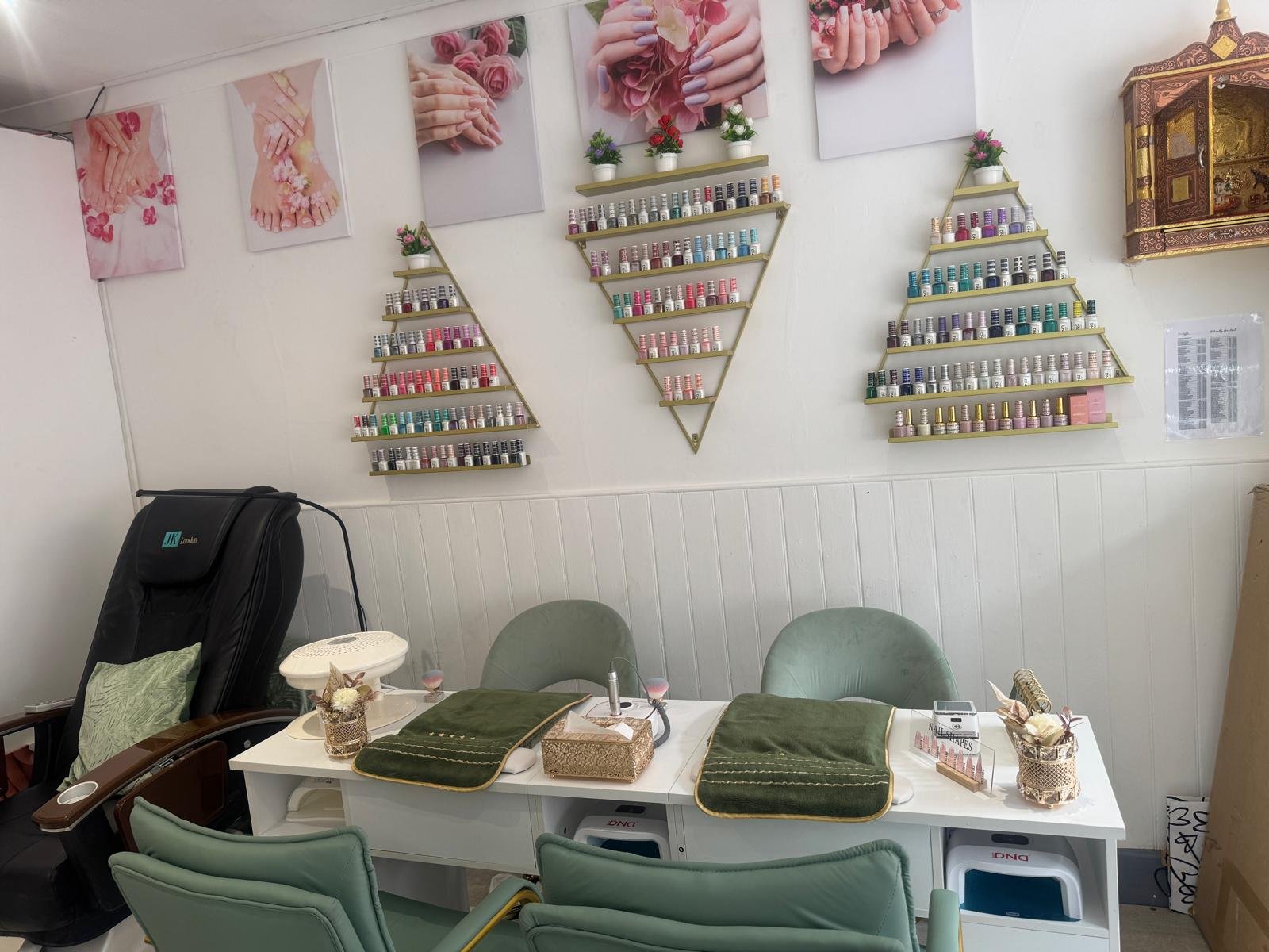 Nail treatment area at MJ Beauty & Brows